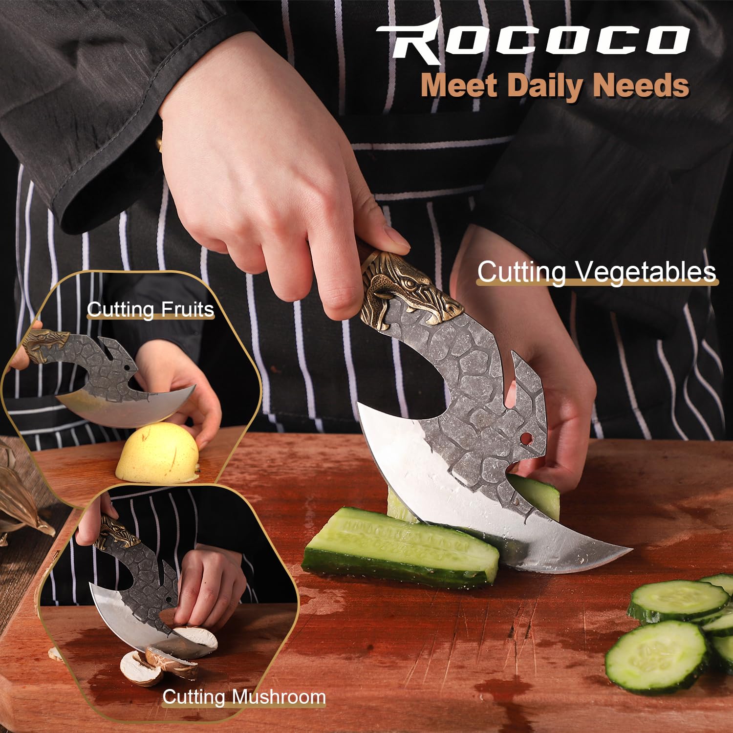 ROCOCO Viking Cleaver in rocking-action for efficient chopping