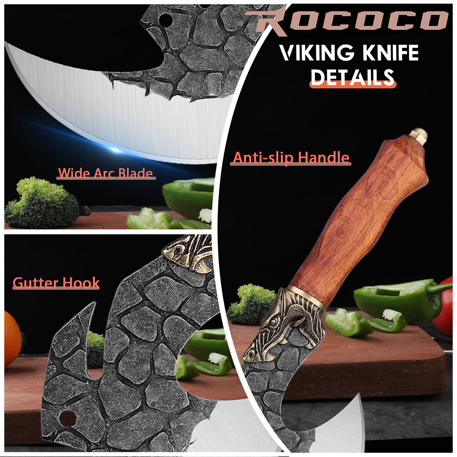 ROCOCO Viking Cleaver with sheath for safe storage