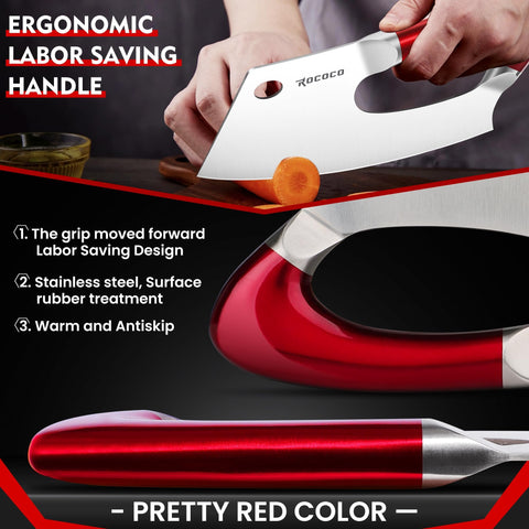 ROCOCO heavy-duty cleaver easily handles tough meat prep.