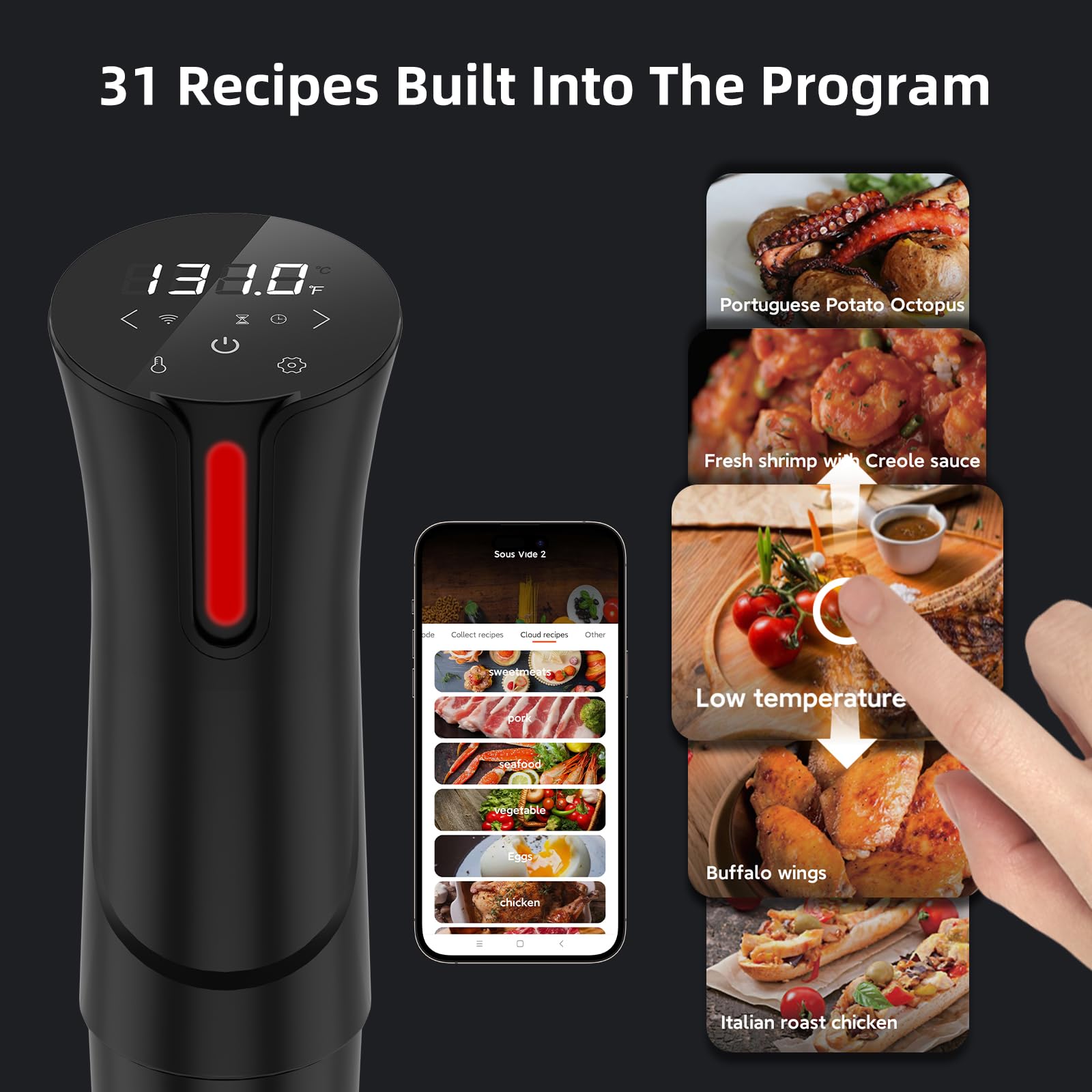Rocyis 1100W fast heating powers water quickly for even cooking