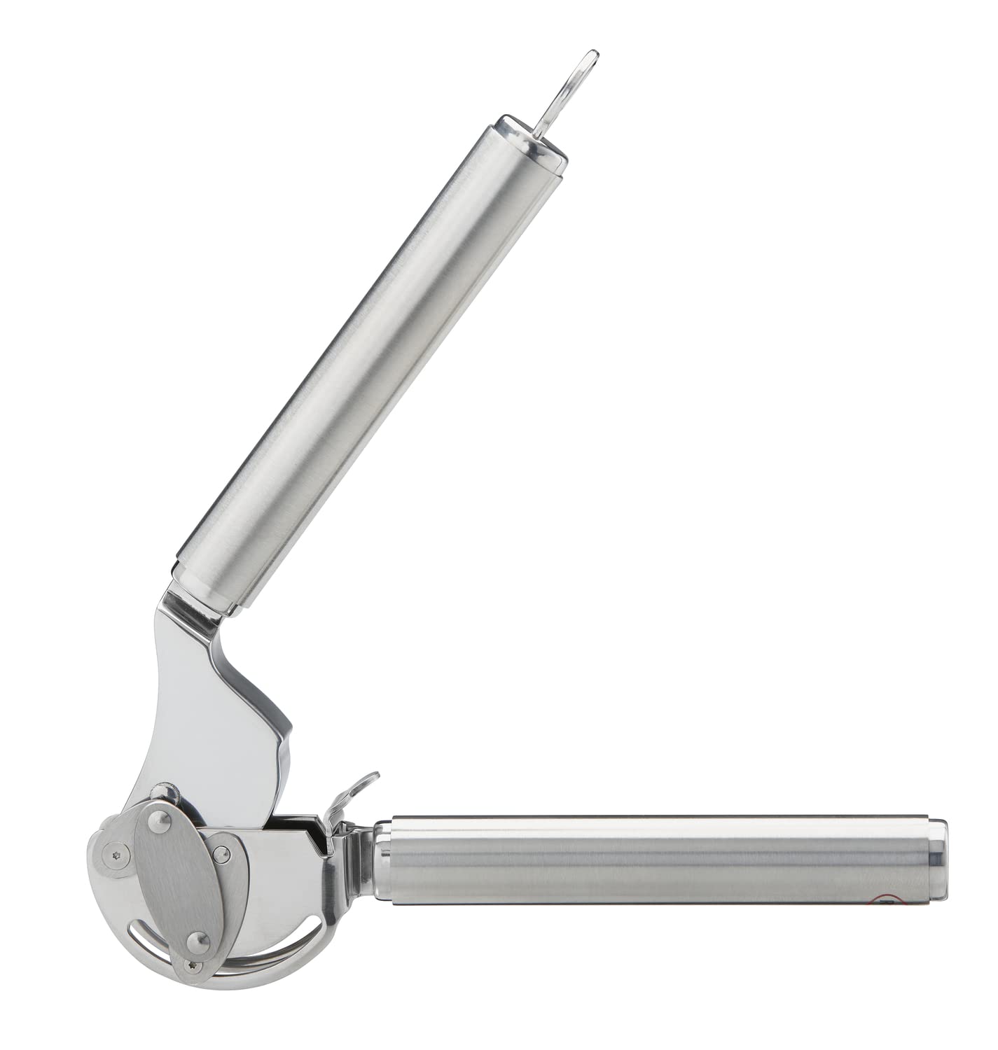 Rösle stainless steel garlic press full view emphasizes durable kitchen tool.