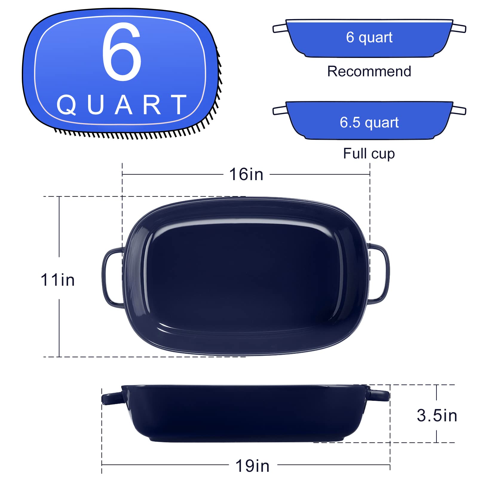 Roeveca oven-safe baking dish blue glaze for everyday cooking