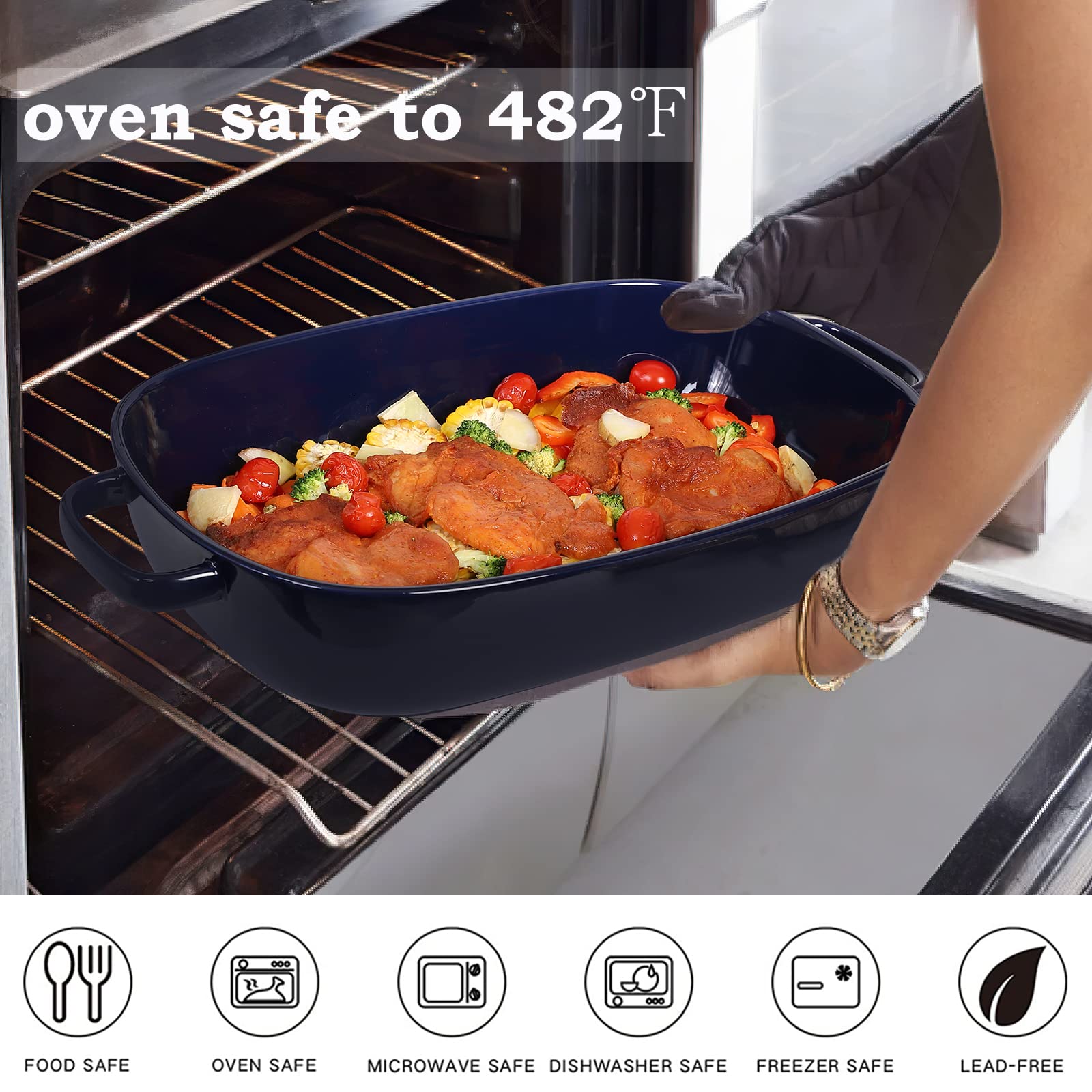 Roeveca refrigerator-safe casserole dish blue for make-ahead meals