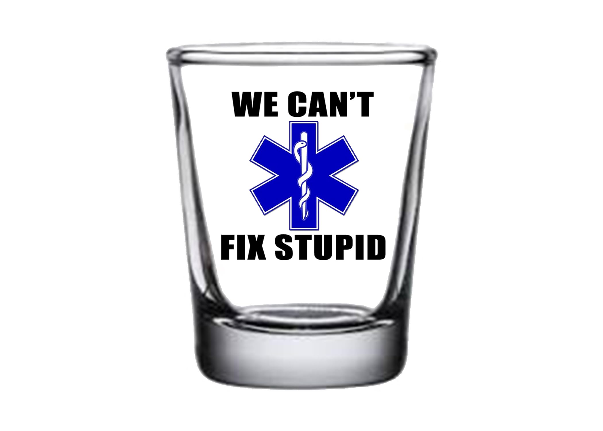 Rogue River Tactical EMT Star of Life shot glass with durable base for daily use.