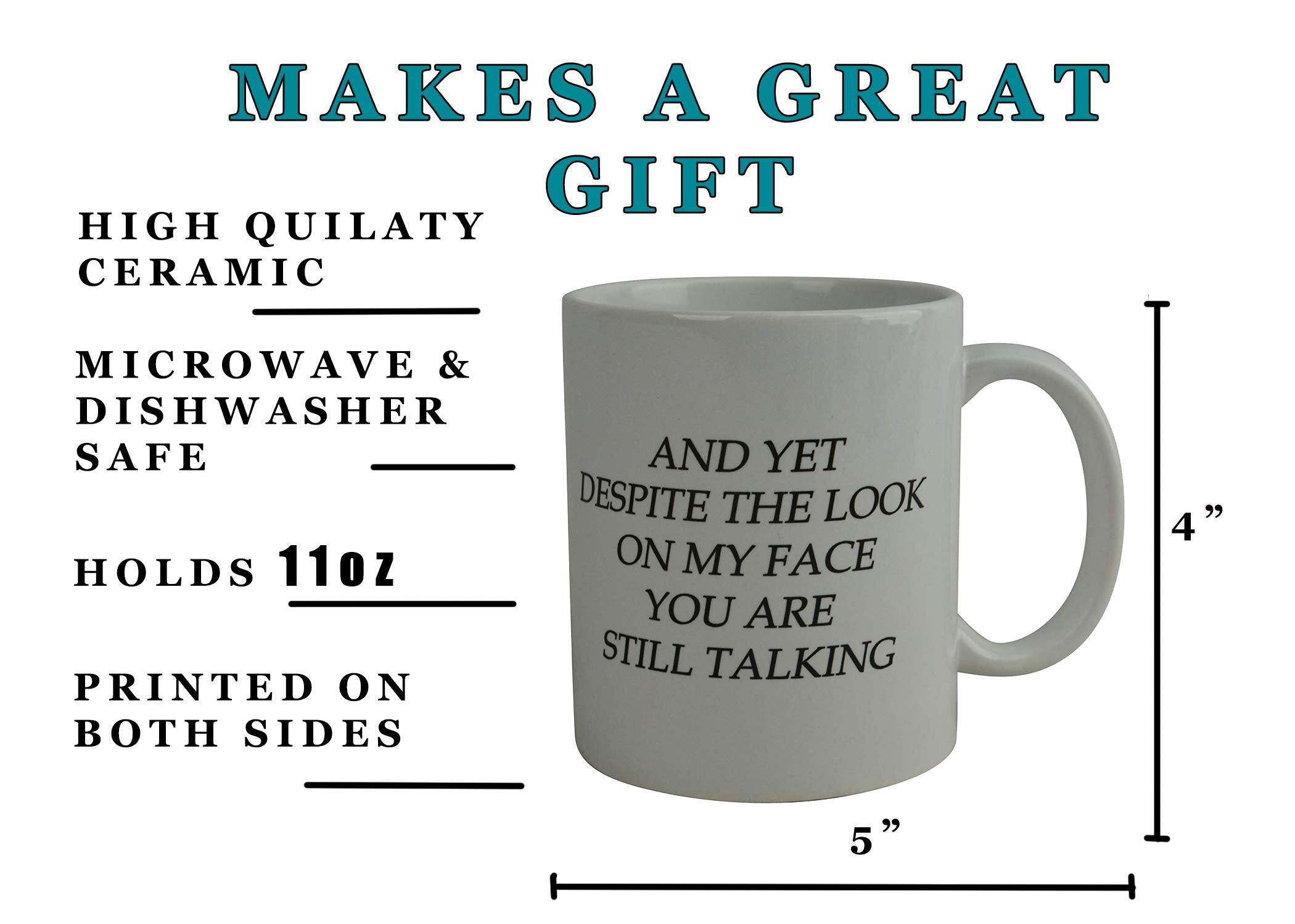 Rogue River Tactical funny mug on office desk, great conversation starter.