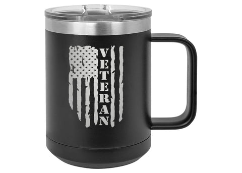 Rogue River Tactical USA tattered-flag mug for daily coffee on the go