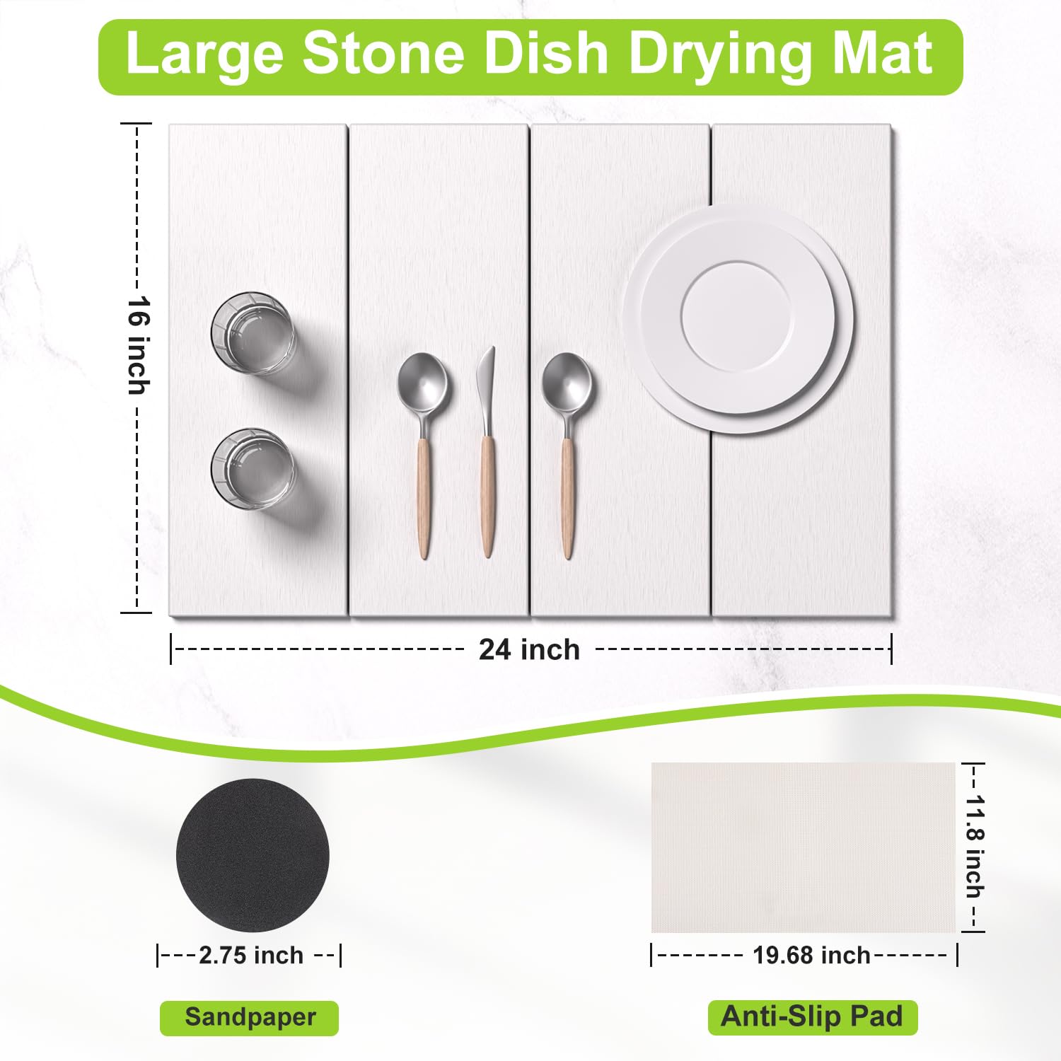 ROLENTIC versatile mat serves as dish rack, pet bowl mat, or plant saucer.