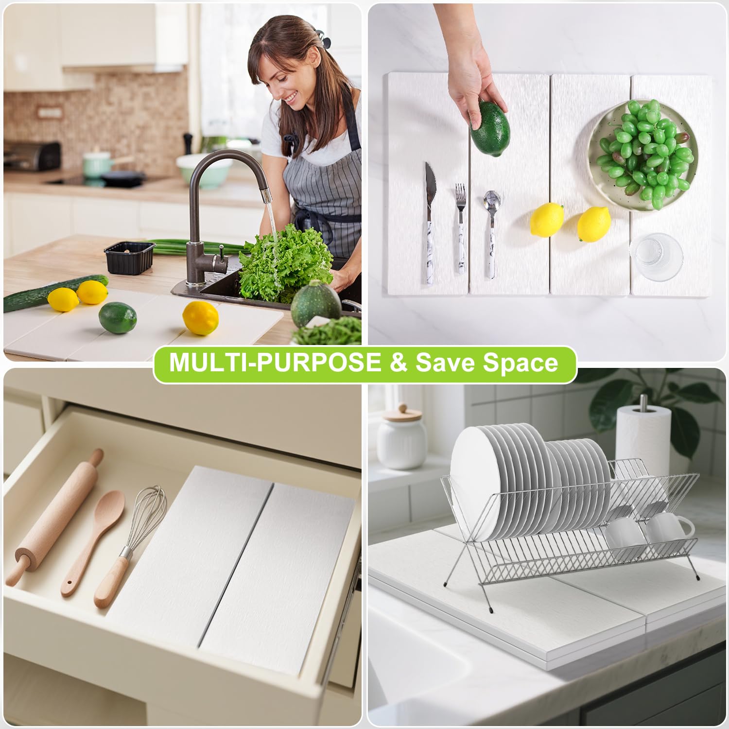 ROLENTIC multiuse mat protects surfaces while accommodating multiple kitchen tasks.