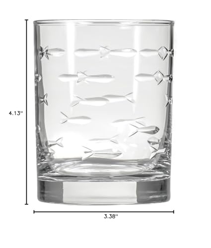 Rolf Glass School of Fish 13 oz capacity ideal for whiskey and cocktails