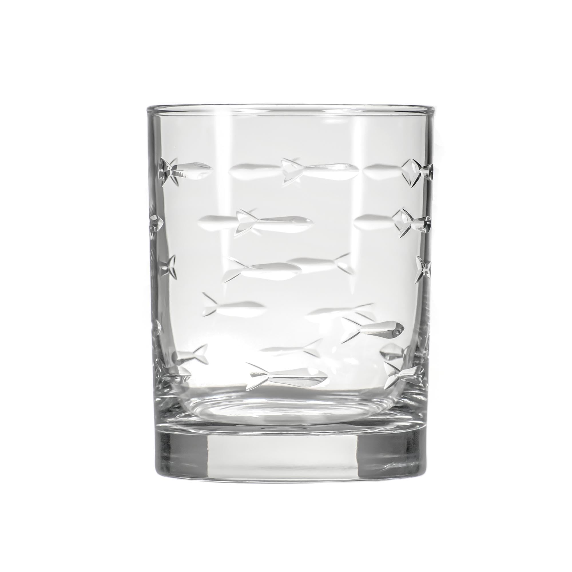 Rolf Glass School of Fish close-up diamond-wheel engraving highlighting coastal design