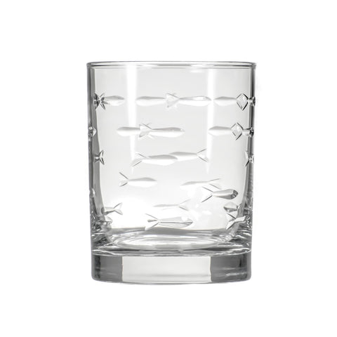 Rolf Glass School of Fish close-up diamond-wheel engraving highlighting coastal design