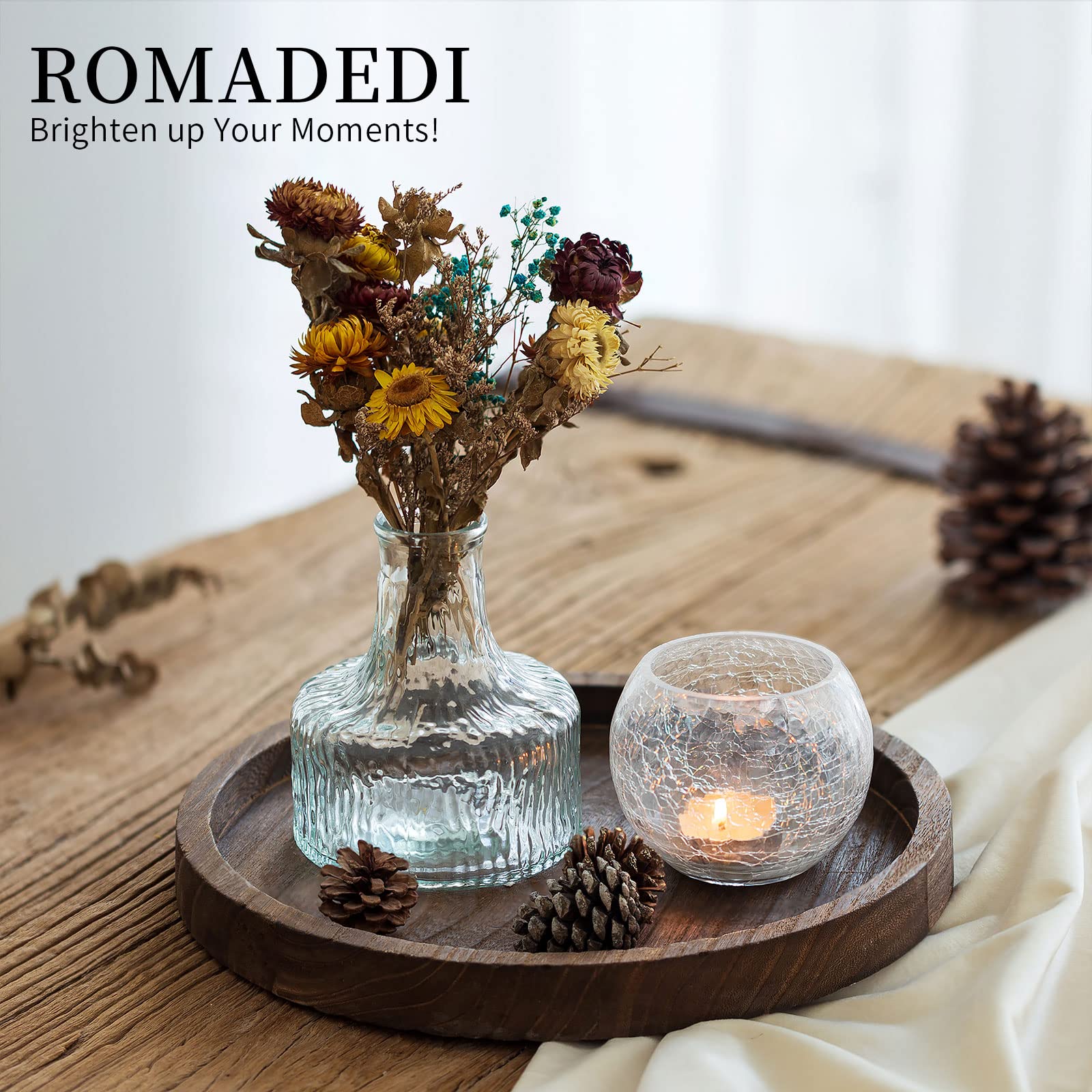 Romadedi wood tray with unique grain adds rustic charm to decor.