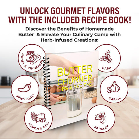 Roman Ventures recipe book included for step-by-step butter making inspiration