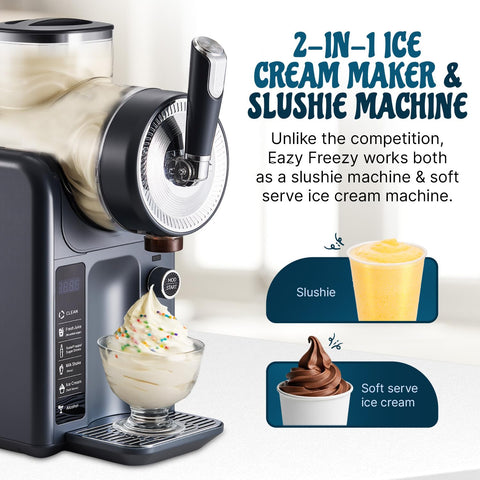 Roman Ventures slushie machine control panel with easy temperature settings.