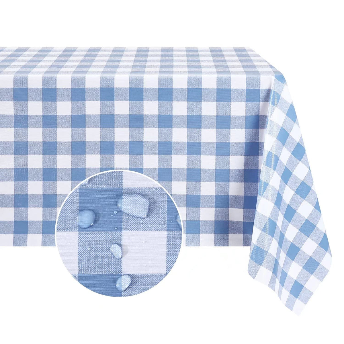 Romanstile buffalo plaid rectangle tablecloth, ideal for outdoor dining.