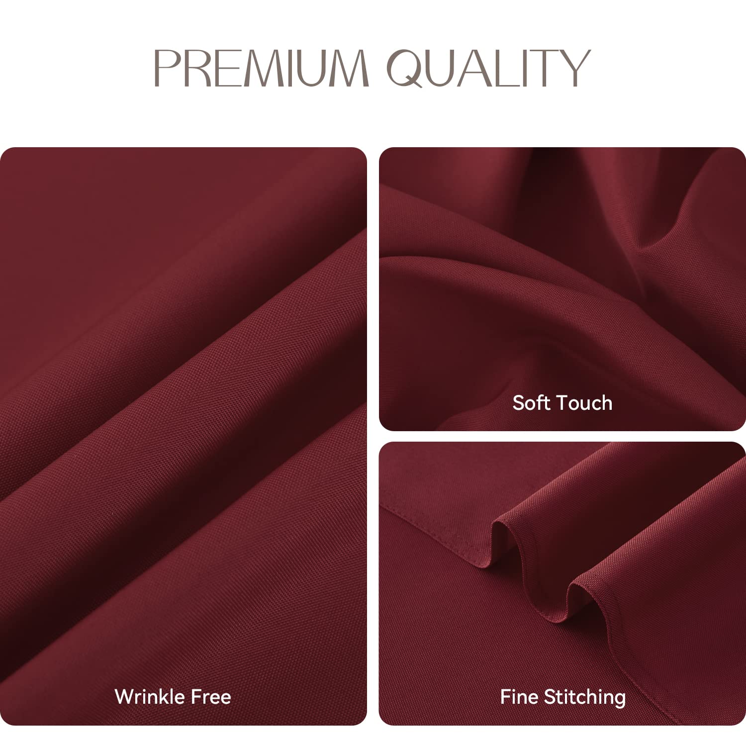 Romanstile burgundy tablecloth on outdoor picnic scene for easy cleanup
