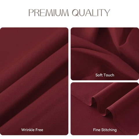 Romanstile burgundy tablecloth on outdoor picnic scene for easy cleanup