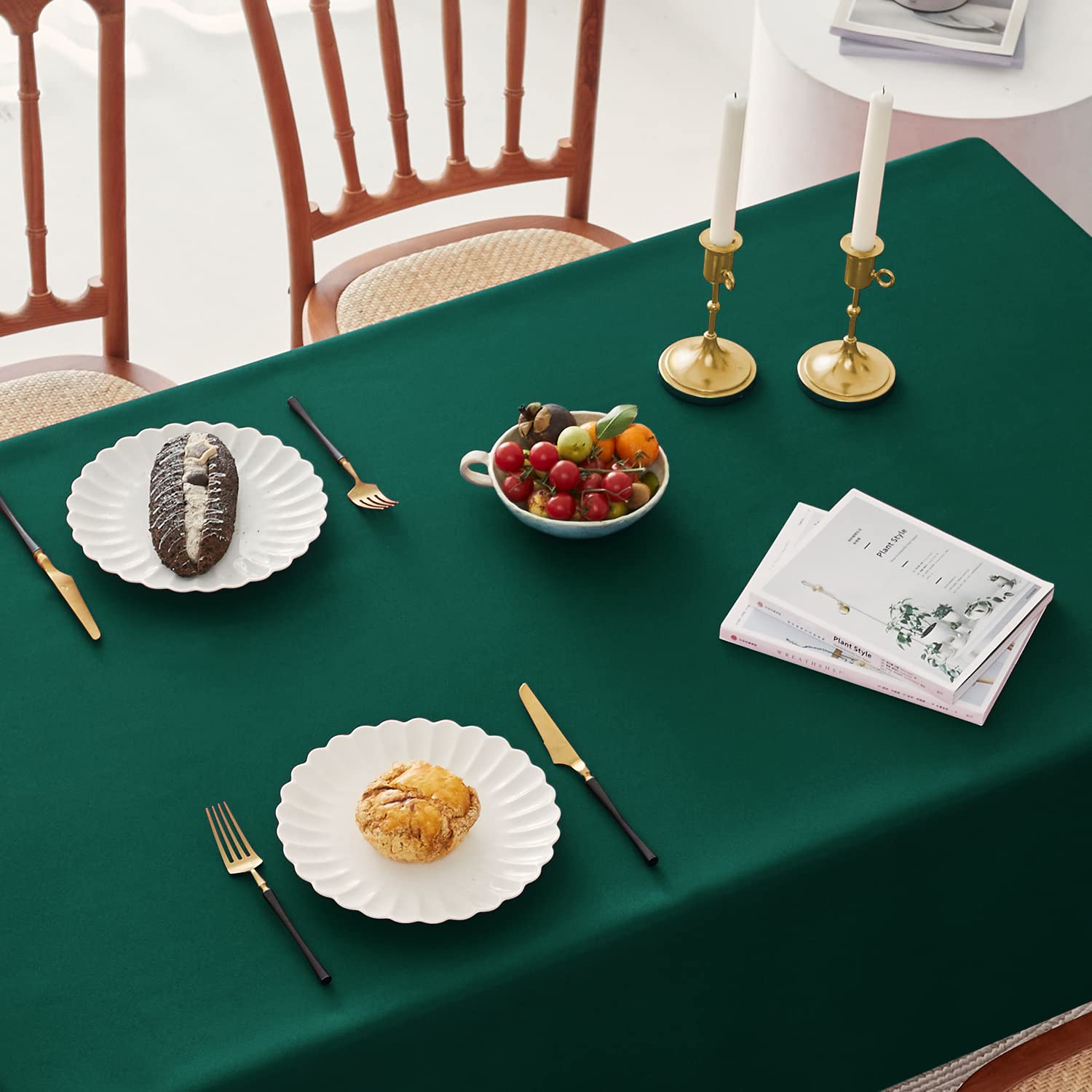 Romanstile Christmas rectangle tablecloth on outdoor table for versatile use.