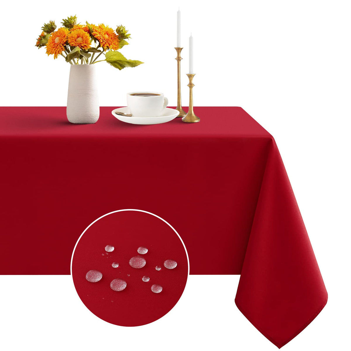 Romanstile Christmas rectangle tablecloth in red for festive dining and vibrant table settings.