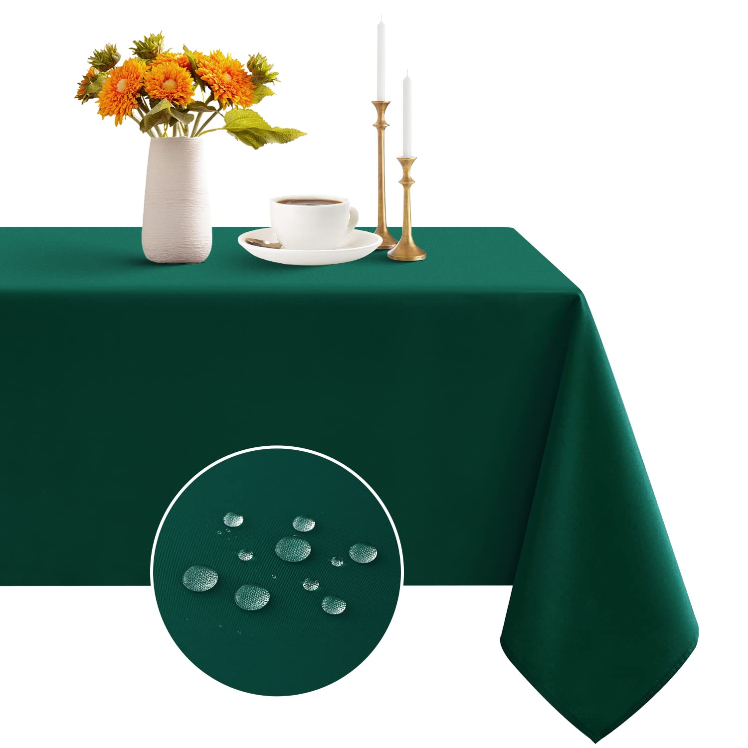 Romanstile Christmas rectangle tablecloth top view showing waterproof protection against spills.