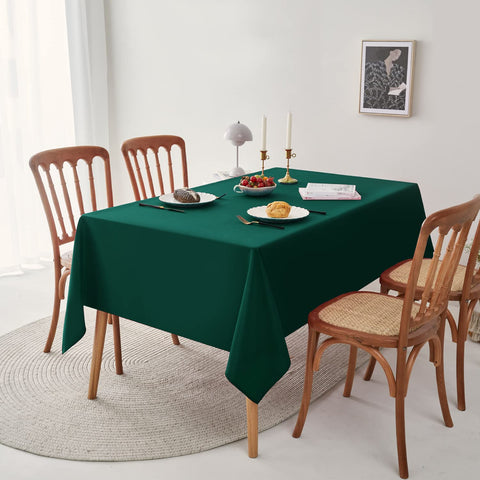Romanstile Christmas rectangle tablecloth folded to reveal wrinkle-resistant fabric ease.