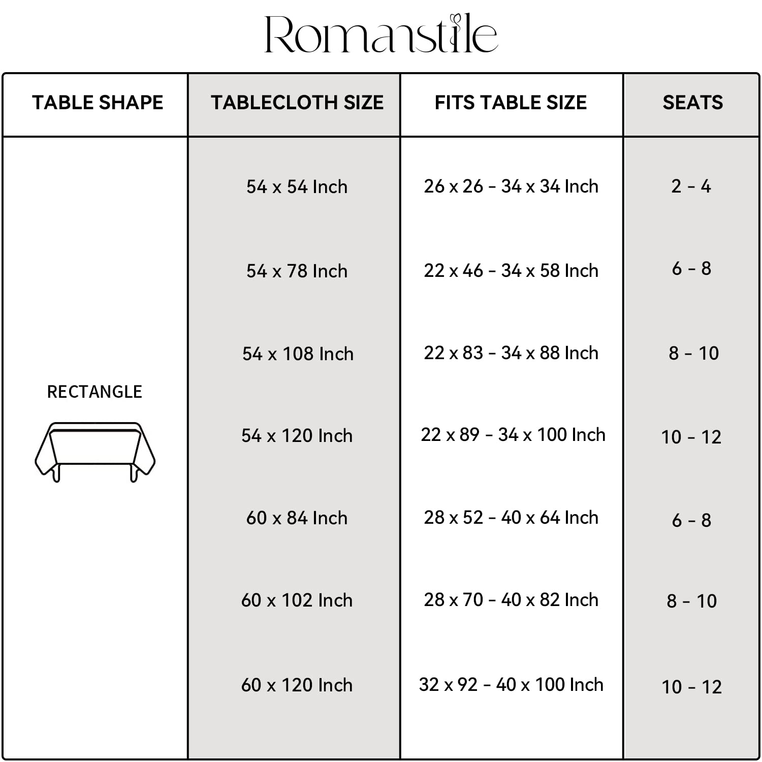 Romanstile cut-to-fit tablecloth; trim to match your table.