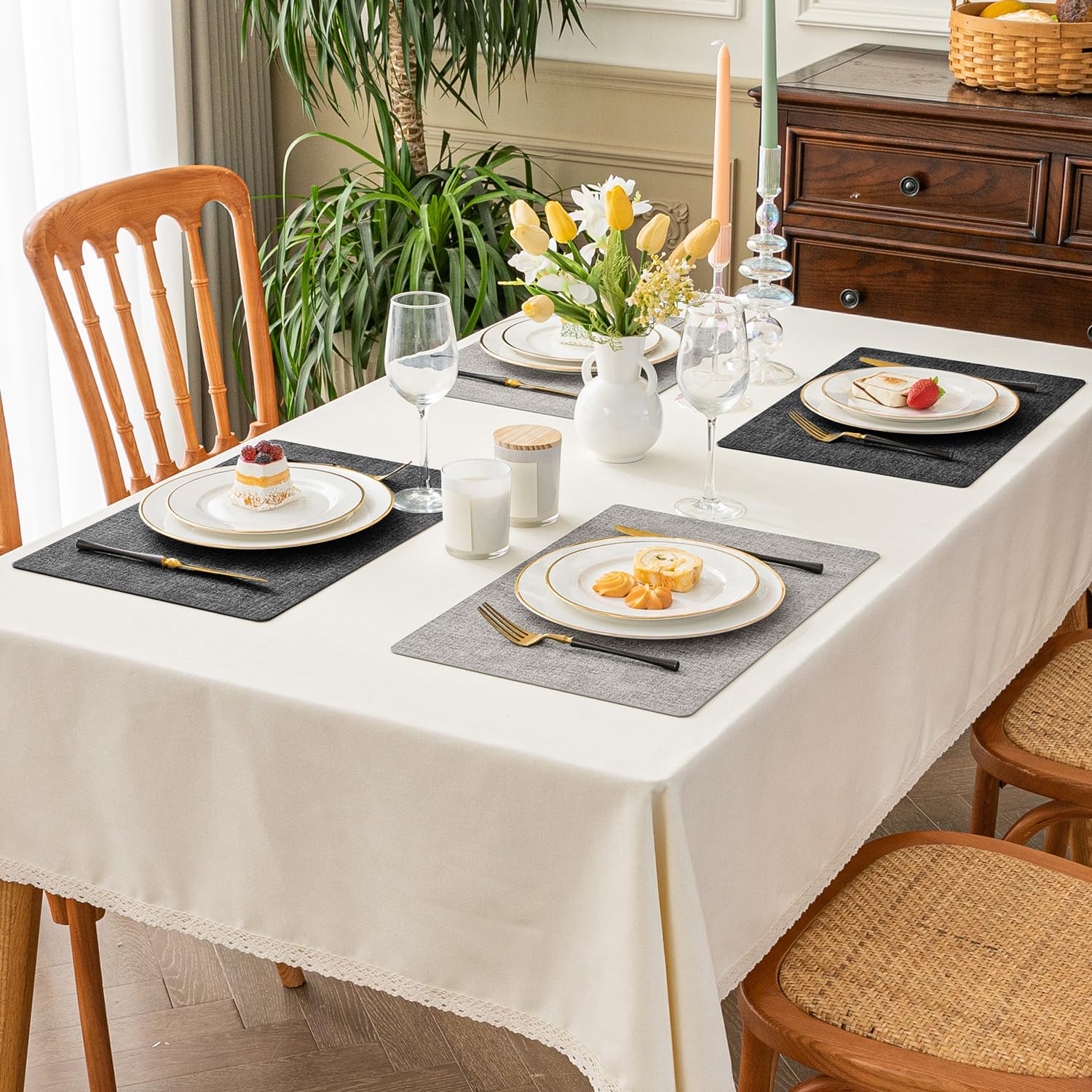 Romanstile durable placemats fit kitchen, dining, and party settings.