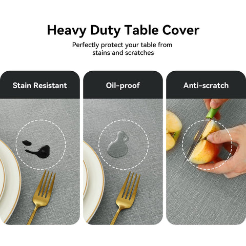 Romanstile durable PVC tablecloth protects against heat and scratches.