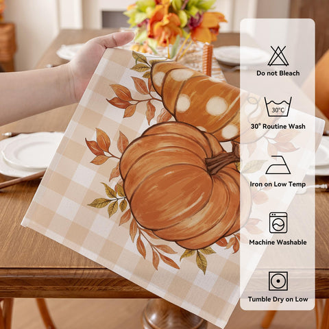 Romanstile farmhouse style table runner for Thanksgiving gatherings.