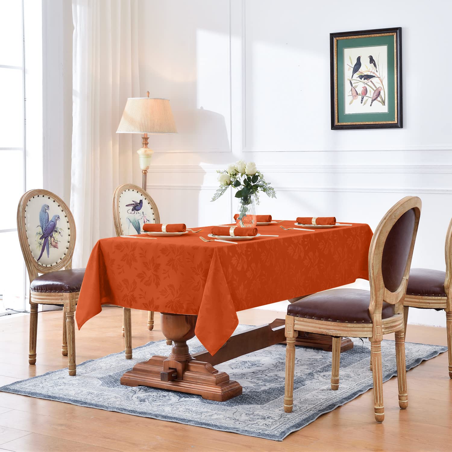 Romanstile heavyweight-tablecloth 60x102 drapes smoothly over large tables.