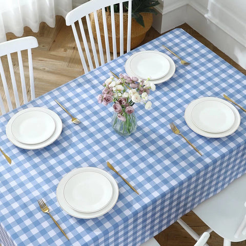 Romanstile buffalo plaid design pairs with casual dining decor and seasonal setups.