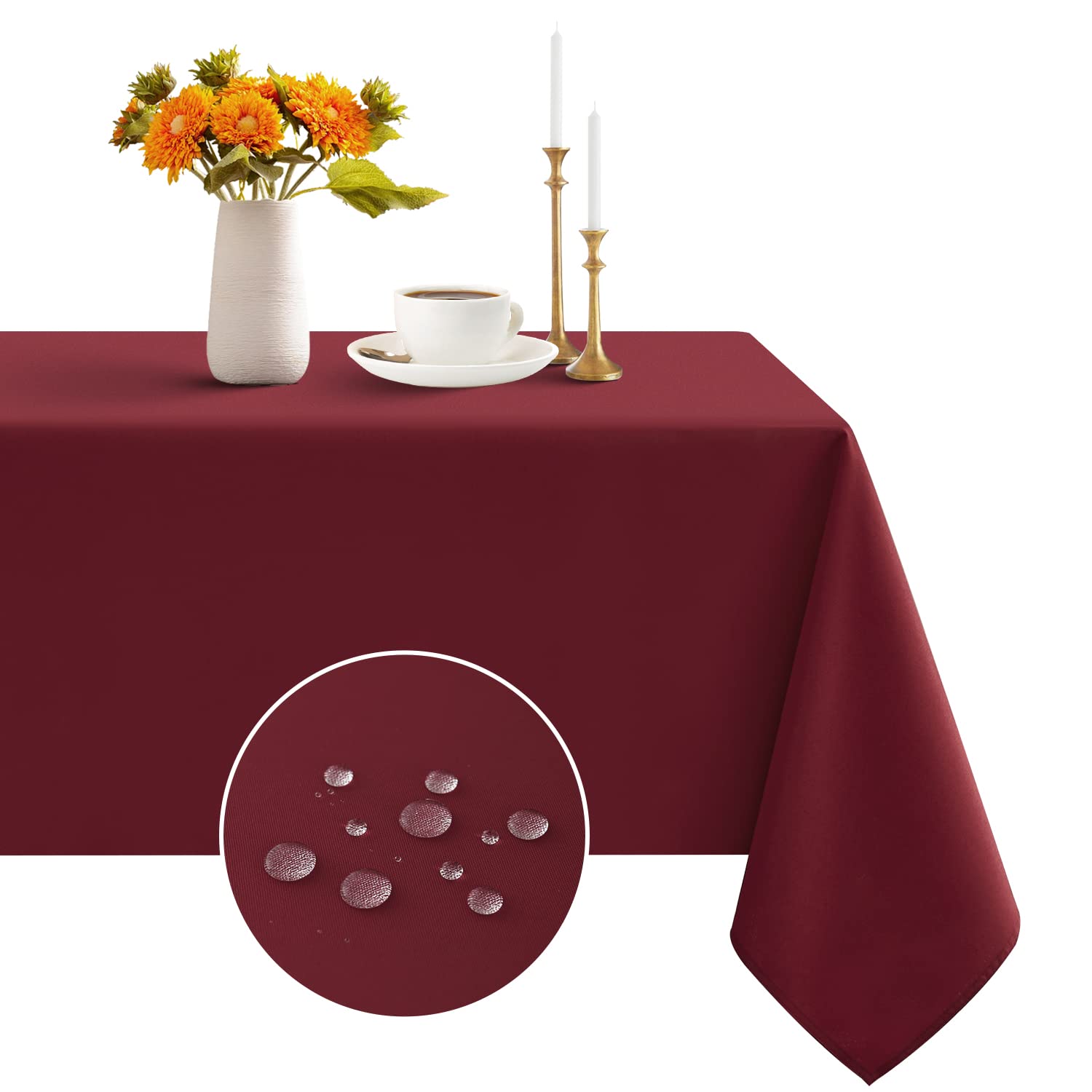 Romanstile rectangle burgundy tablecloth on dining table for elegant gatherings