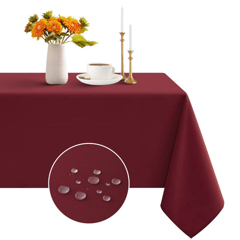 Romanstile rectangle burgundy tablecloth on dining table for elegant gatherings