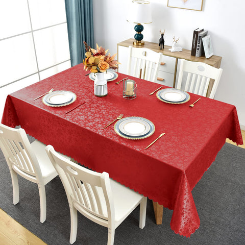Romanstile Rose Red vinyl tablecloth 60x84 machine washable for busy homes.