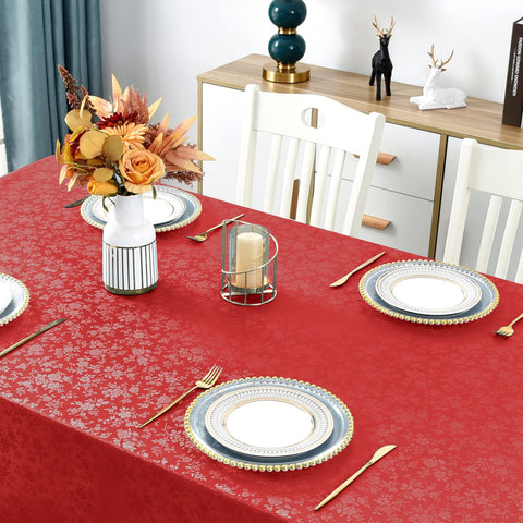 Romanstile Rose Red vinyl tablecloth 60x84 is oil-proof and stain resistant for daily meals.