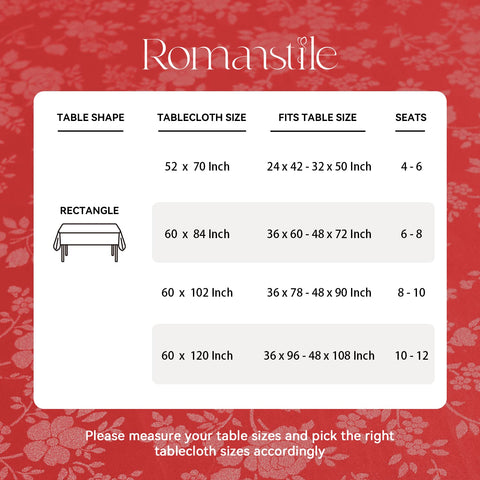 Romanstile Rose Red vinyl tablecloth 60x84 wipeable surface for quick cleanup.
