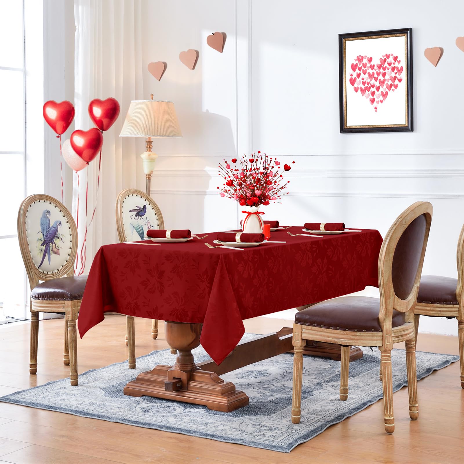Romanstile Valentine jacquard tablecloth damask detail highlights luxe texture for celebrations