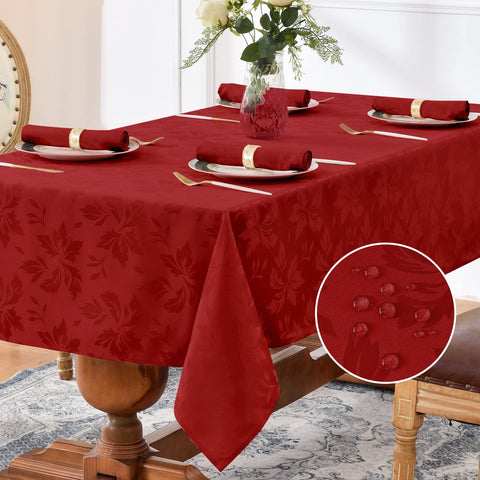 Romanstile Valentine jacquard tablecloth close-up reveals floral damask detail for refined table styling