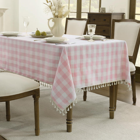 Romanstile wrinkle-free draped tablecloth demonstrating clean, durable fabric