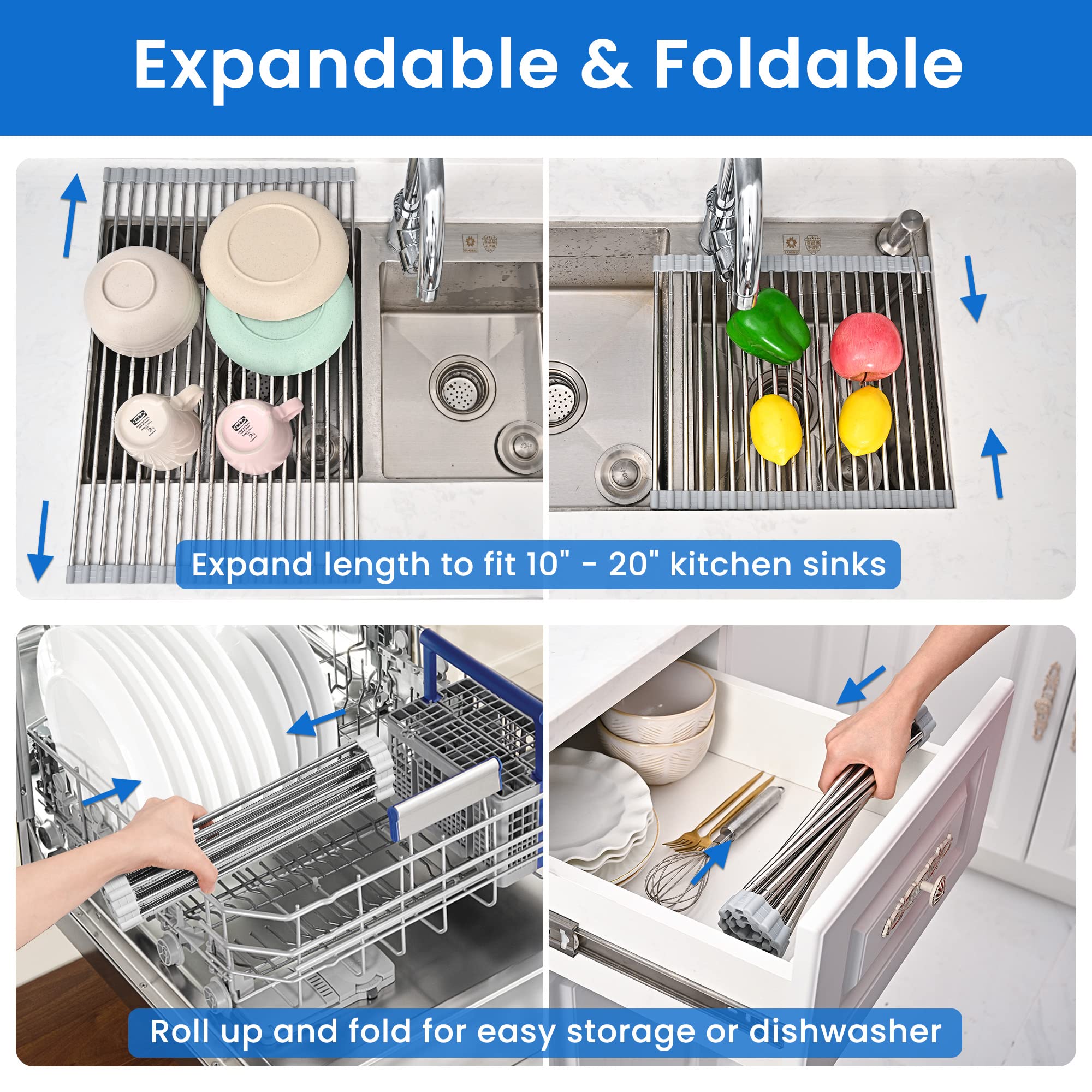 romise stainless-steel rack with 20 rods supports heavy bowls and pans
