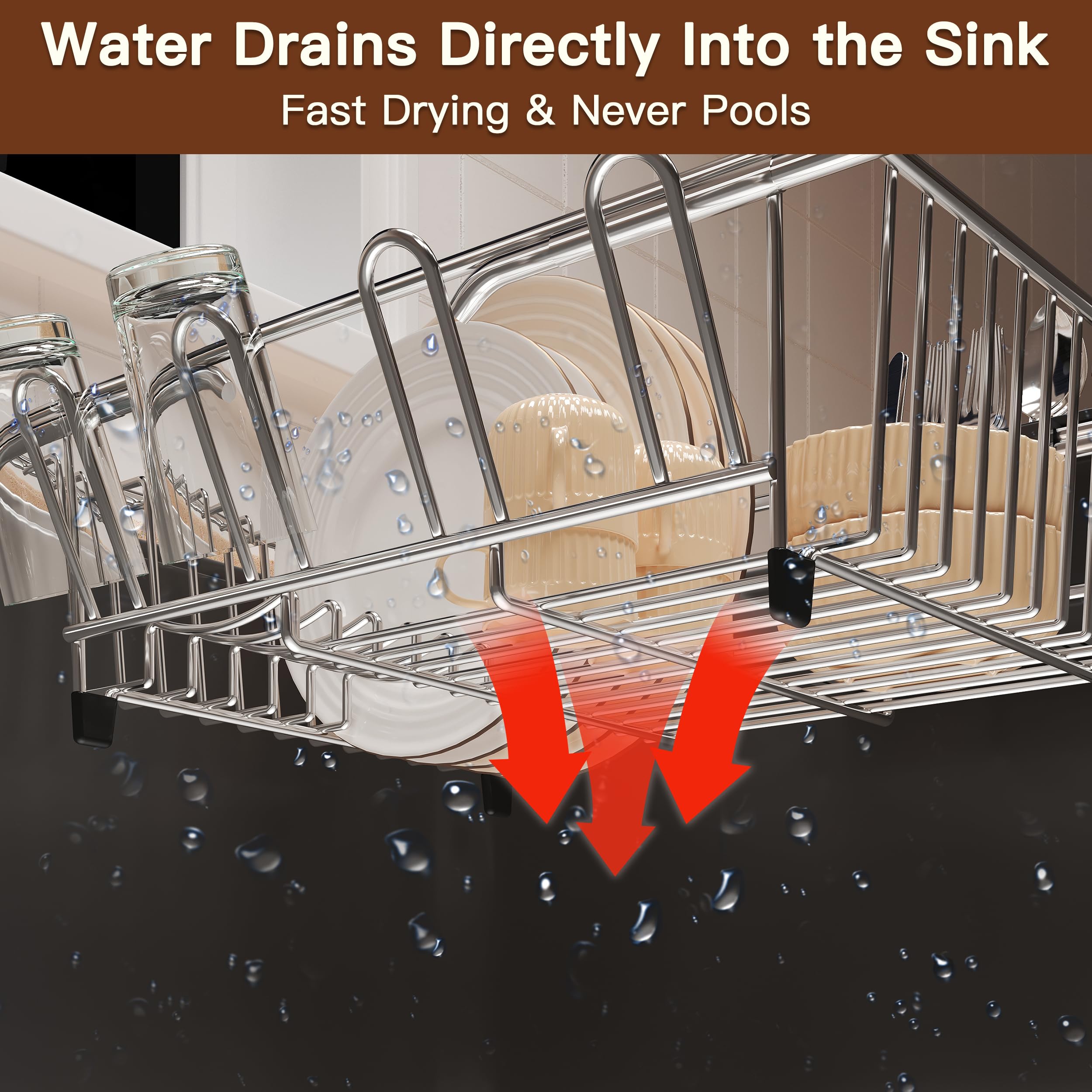 Romision water-drain-grid, rear view, water empties directly into sink.