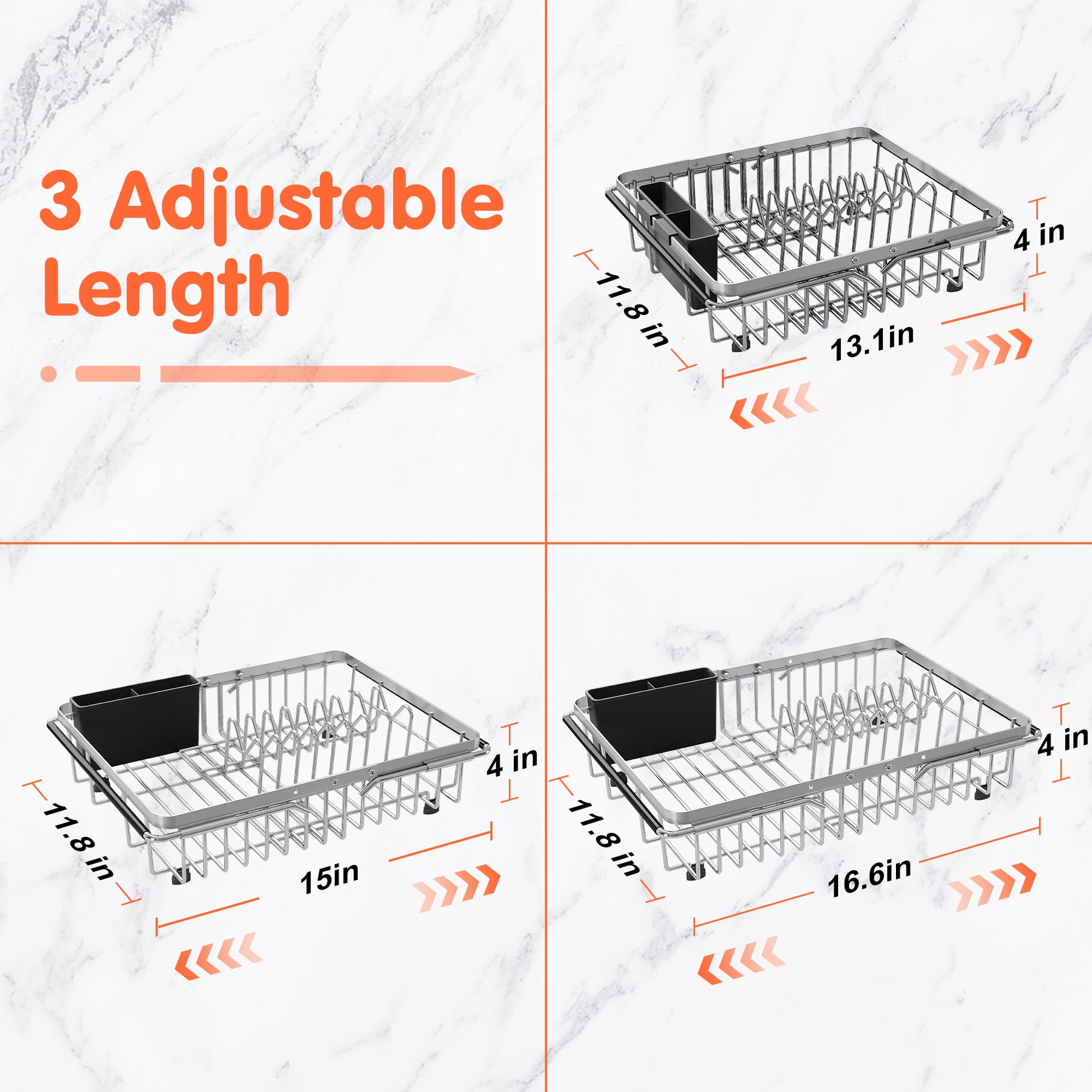 romision over-sink dish drainer installation with adjustable bars fits various sinks.