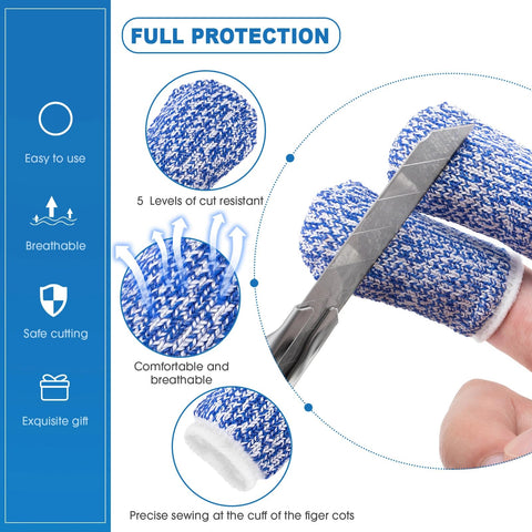 Romooa blue cut resistant finger covers for wear resistance during prep