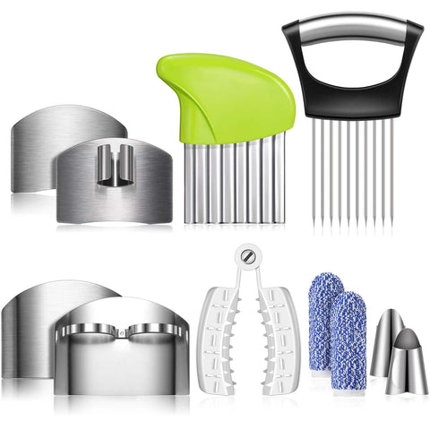 Romooa finger guard set with stainless steel protectors for safe slicing