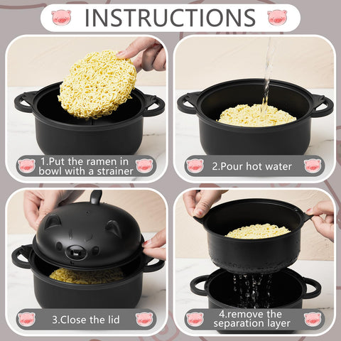 Romooa ramen bowl handle for easy transport from microwave to table