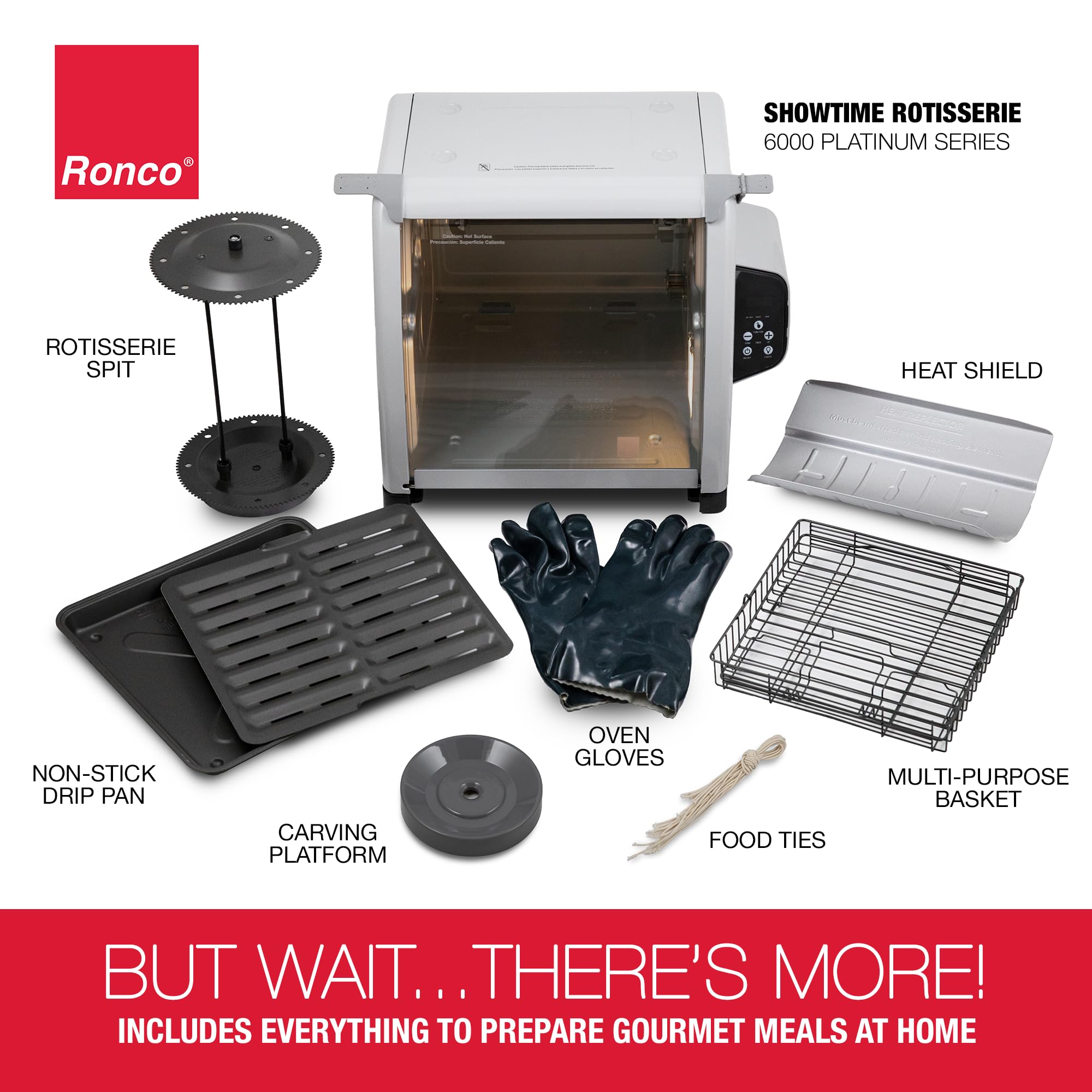 Ronco 6000 Platinum dishwasher-safe accessories for easy cleanup and reuse.