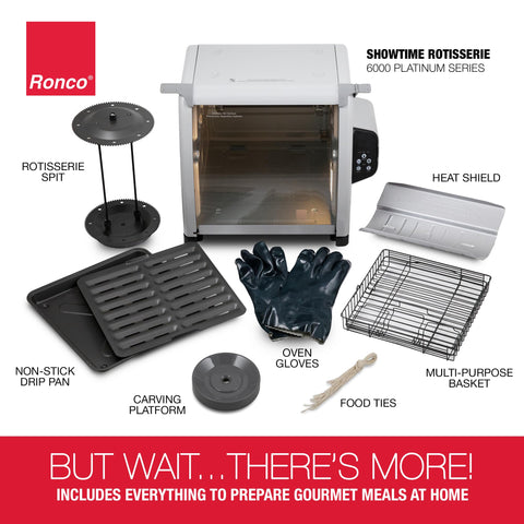 Ronco 6000 Platinum dishwasher-safe accessories for easy cleanup and reuse.