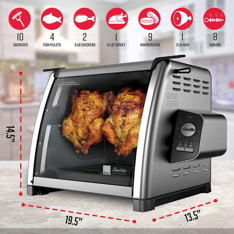 Ronco oven with heat reflector for even browning and juiciness retention.