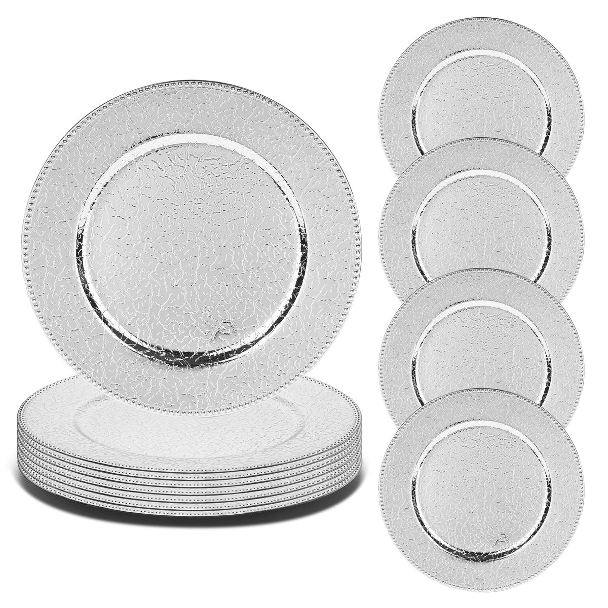 Roncooker 12-piece silver charger plates set shine on formal tables