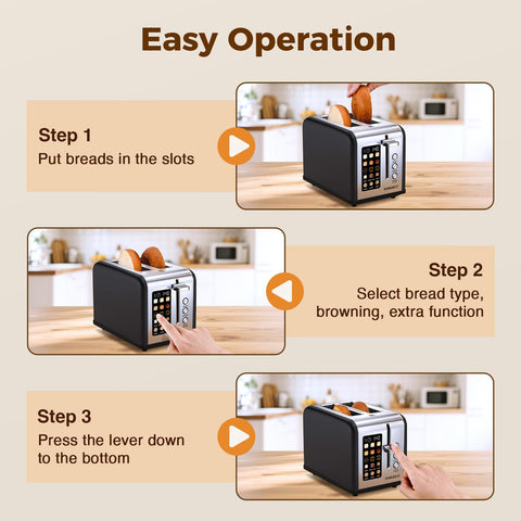 RONGBEST 2-Slice Toaster even browning delivers consistent toast results.
